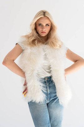 Kremowa kamizelka z lamy