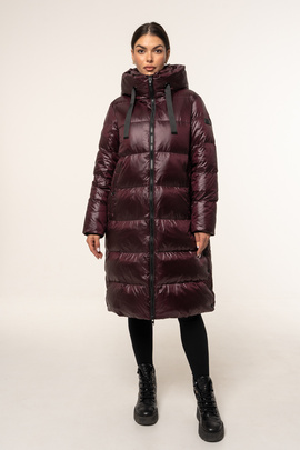 Bordowa kurtka puchowa Bonnie Coat z kapturem