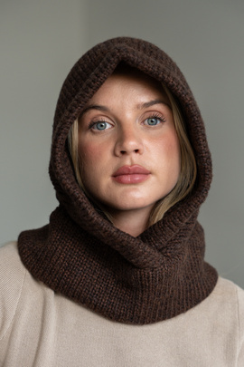 Brązowa kominiarka Balaclava z wełny merino