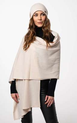 Komplet z wełny merino szal oraz czapka