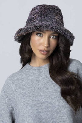 Futrzany kapelusz bucket hat w kolorze wrzosownym