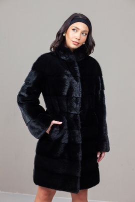 Czarne długie futro z norek naturalnych Blackglama