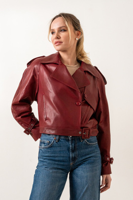 Bordowa ramoneska Ami ze skóry