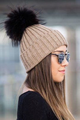 Czapka z Alpaki z Pomponem z Futra Jenta