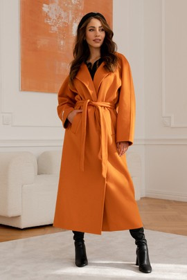 Kaszmirowy płaszcz Loro Piana z kolorze pomarańczowym