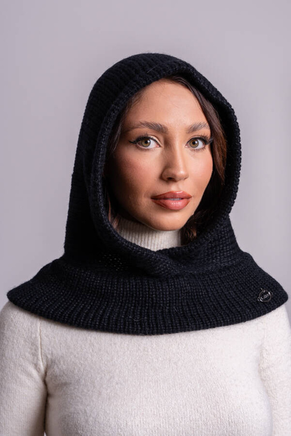 Czarna kominiarka Balaclava z wełny merino 