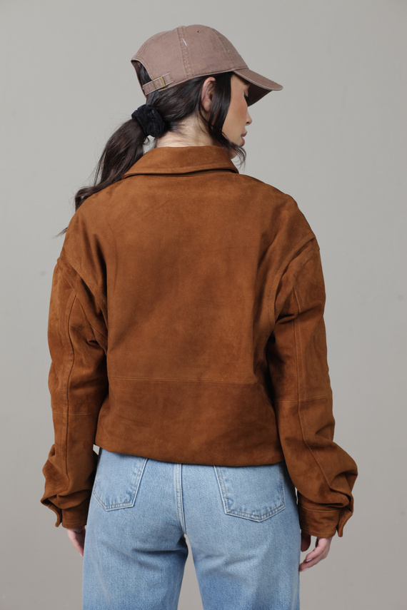 Koniakowa zamszowa kurtka typu bomberka