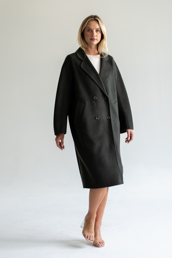 Kaszmirowy płaszcz z jedwabiem w kolorze taupe oliwkowym