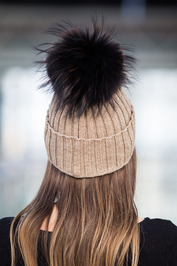 Czapka z Alpaki z Pomponem z Futra Jenta
