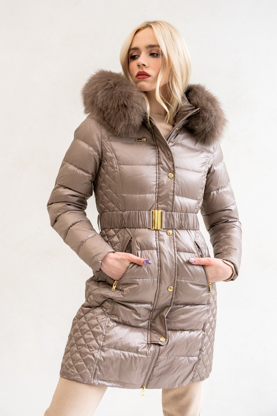 Beżowa kurtka puchowa Beam Belt 