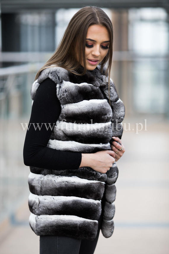 Futrzana kamizelka z naturalnego futra szynszyla.