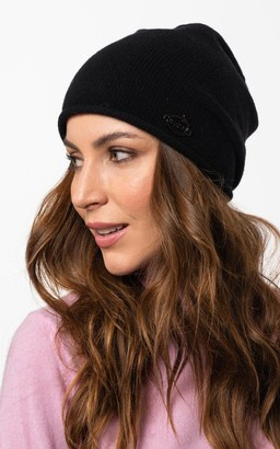 Czarna czapka z wełny merino z dodatkiem kaszmiru