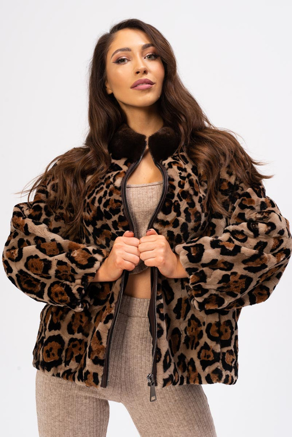 Futro z norki w panterkę