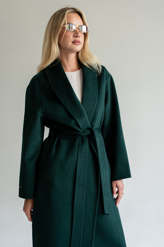 Kaszmirowy płaszcz z jedwabiem w kolorze zieleni
