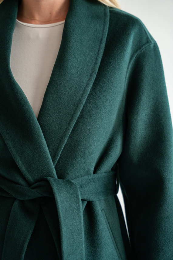 Kaszmirowy płaszcz z jedwabiem w kolorze zieleni