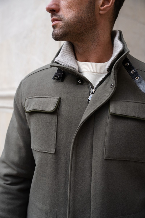 Wełniana kurtka męska w kolorze khaki