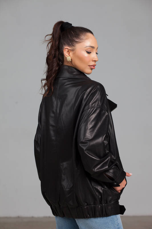 Czarna skórzana ramoneska plus size 