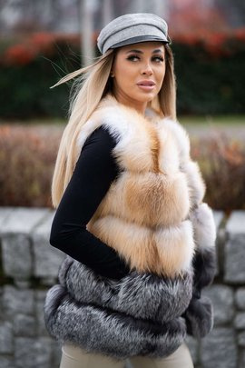 Futrzana kamizelka z naturalnego futra lisa Gold Island oraz Srebrnego