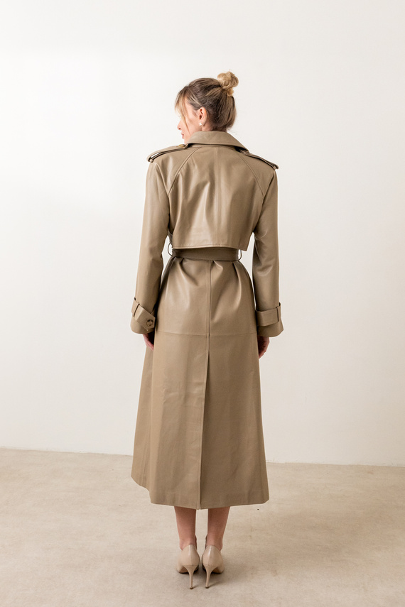 Beżowy płaszcz Austin z naturalnej skóry 