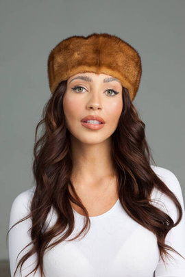 Rudy toczek z naturalnego futra norki