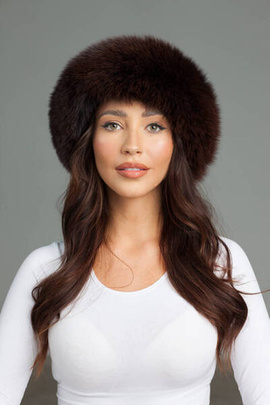 Brązowa opaska z naturalnego futra lisa