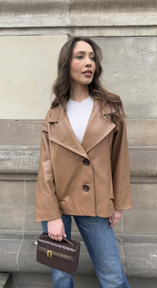 Jasno brązowy żakiet Dafne ze skóry