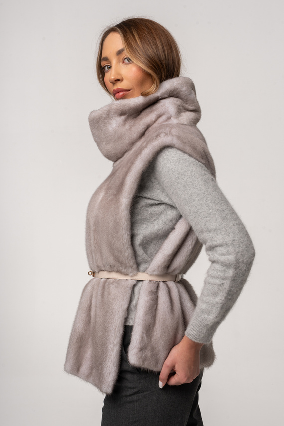 Futrzany golf z naturalnej norki kolor ICE