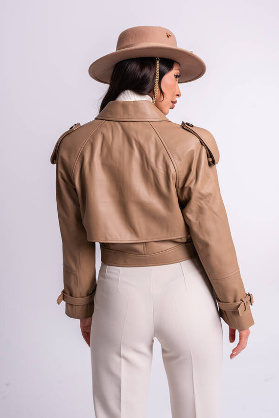 Kamelowa kurtka skórzana Irem