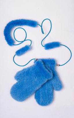 Futrzane rękawiczki w kolorze niebieskim