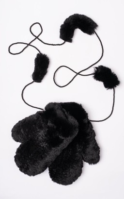 Futrzane rękawiczki w kolorze czarnym