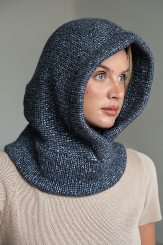 Szara kominiarka Balaclava z wełny merino