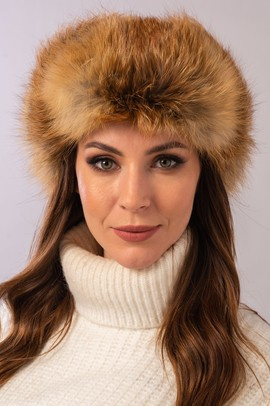 Myśliwska ruda papacha z naturalnego futra lisa