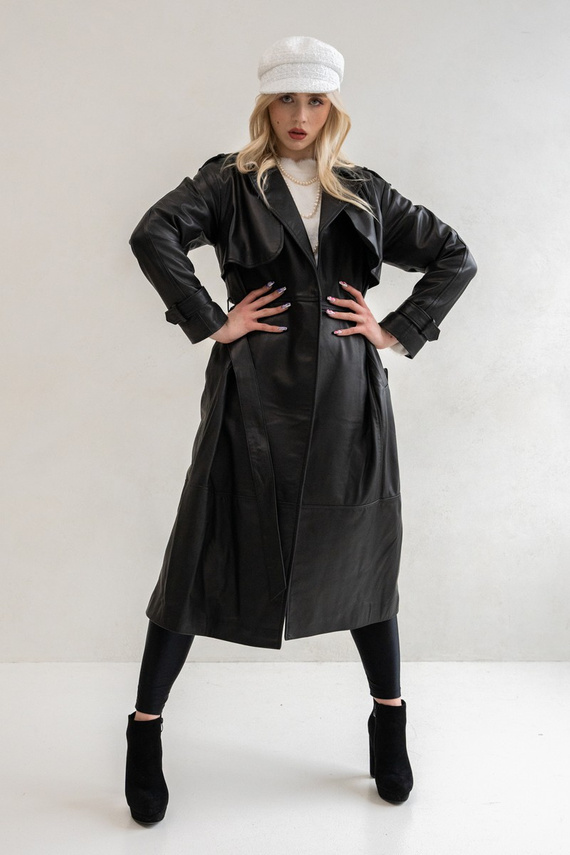 Czarny płaszcz skórzany Paradise