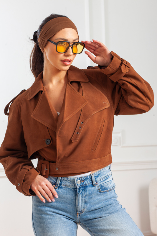 Koniakowa zamszowa kurtka skórzana Irem