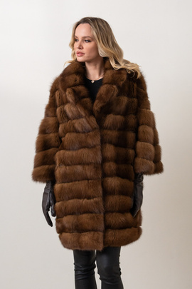 Brązowe naturalne futro z kuny