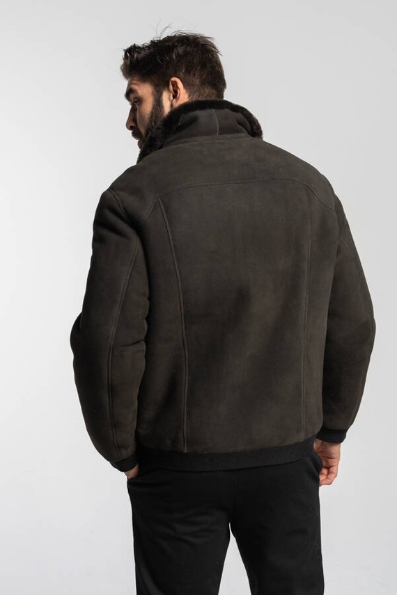 Khaki męski kożuch typu pilotka 