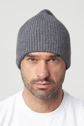 Szara wełniana męska czapka