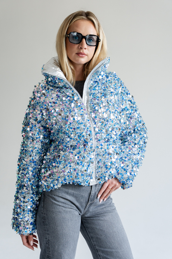 Ekskluzywna włoska kurtka puchowa z cekinami marki Flo&Clo