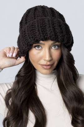 Brązowa czapka z wełny i alpaki ręcznie robiona