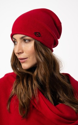 Czerwona czapka z wełny merino z dodatkiem kaszmiru