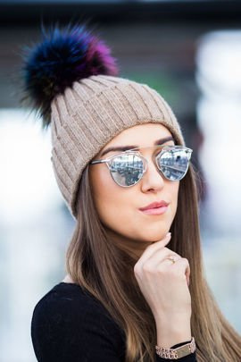 Czapka z Alpaki z Pomponem z Futra Jenota