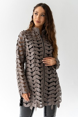 Lekki płaszcz wiosenny - skórzane listki