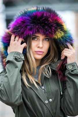 Obszycie na kaptur z naturalnego futra z jenota