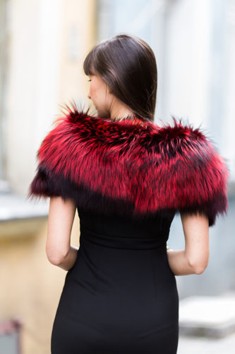 Kołnierz z naturalnego futra lisa srebrnego