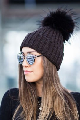 Czapka z Alpaki z Pomponem z Futra Jenota