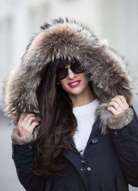 Futrzane obszycie na kaptur z naturalnego futra jenota