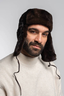 Brązowa męska papacha z futra norki