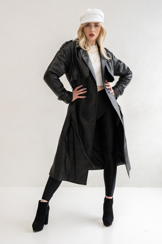 Czarny płaszcz skórzany Paradise