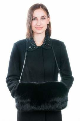 Mufka z naturalnego futra lisa w kolorze czarnym