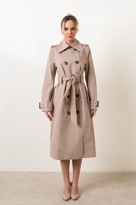 Beżowy płaszcz Allison z tkaniny bawełnianej